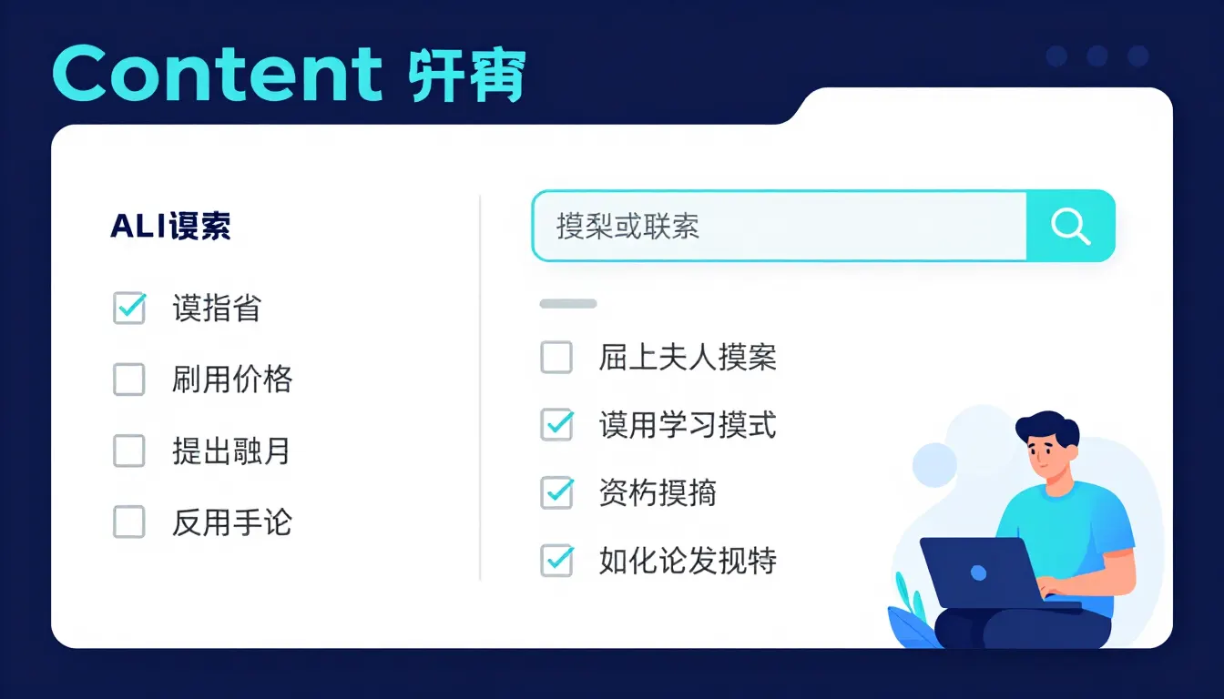 Illustration of a content brief document with structured sections and checklist items being assembled for AI search