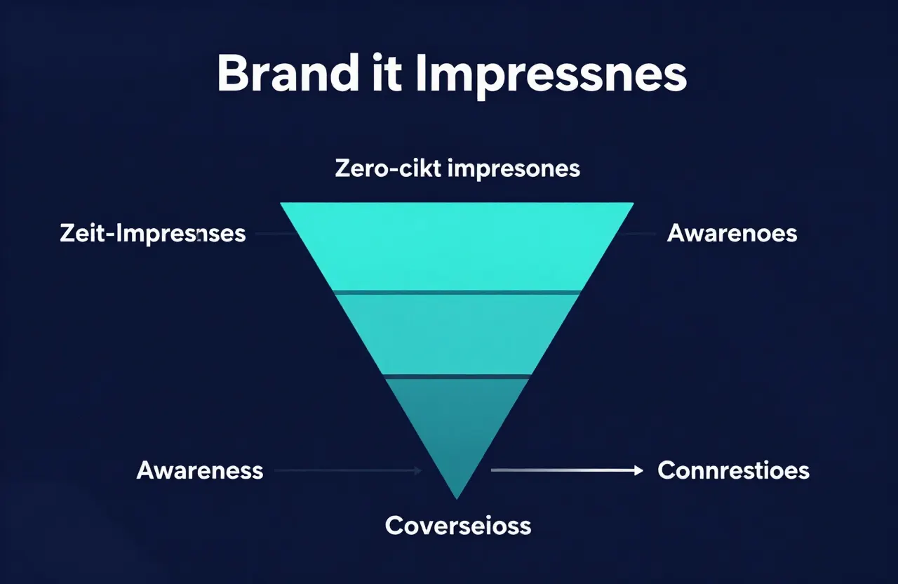 Brand visibility funnel showing zero-click impressions leading to awareness and conversions