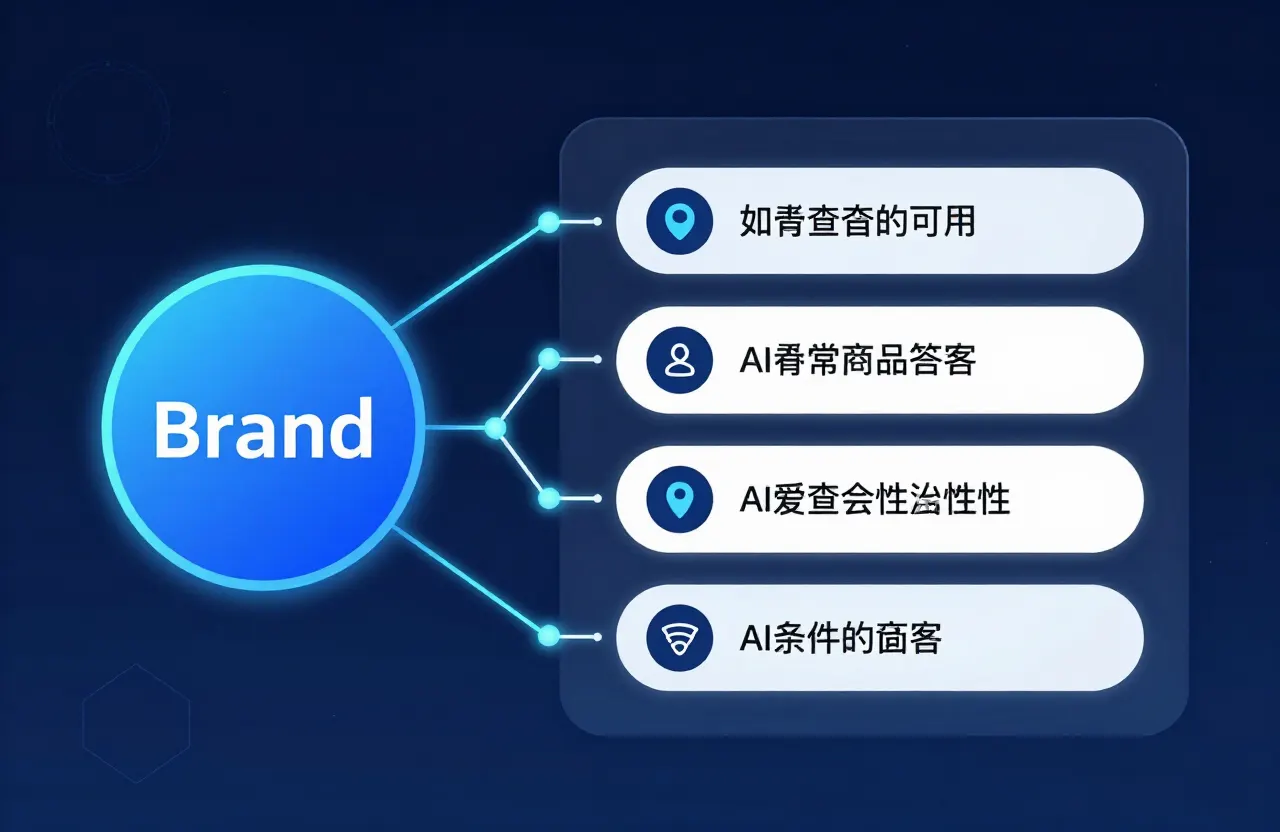 Diagram showing a clearly defined brand entity connected by relationship lines to an AI-generated answer panel, illustrating how entity clarity flows into AI search visibility