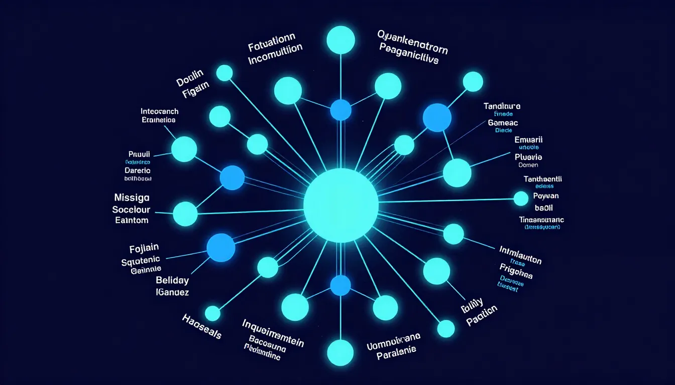 Topical authority cluster map with a central pillar topic node surrounded by interconnected subtopic articles