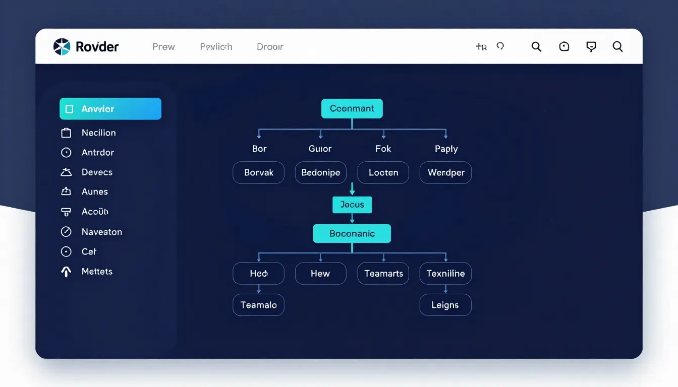 Website navigation menu structure diagram with an AI understanding layer parsing categories